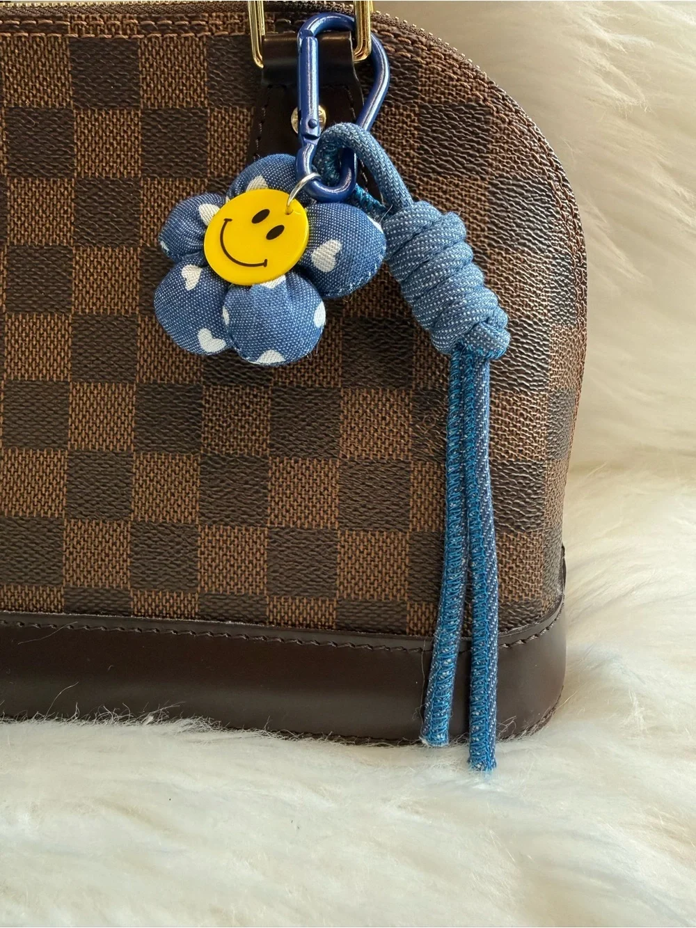 Denim daisy flower bag charm Keychain Keyring purse charm new gift